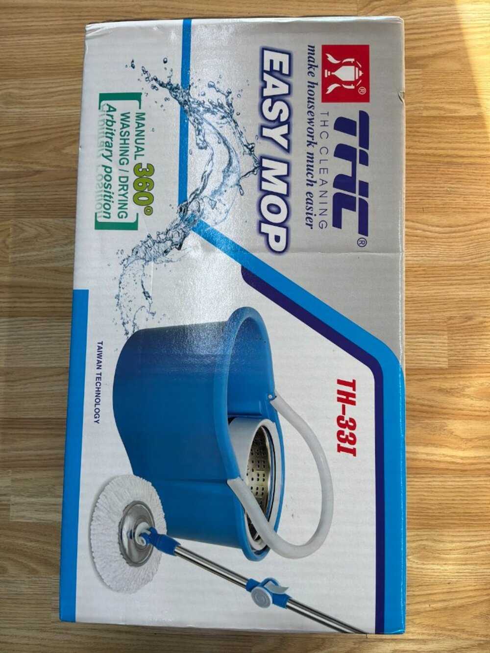 THC Easy Mop Spin Mop Bucket System with Stainless Steel Spinner TH-331 Cleaning